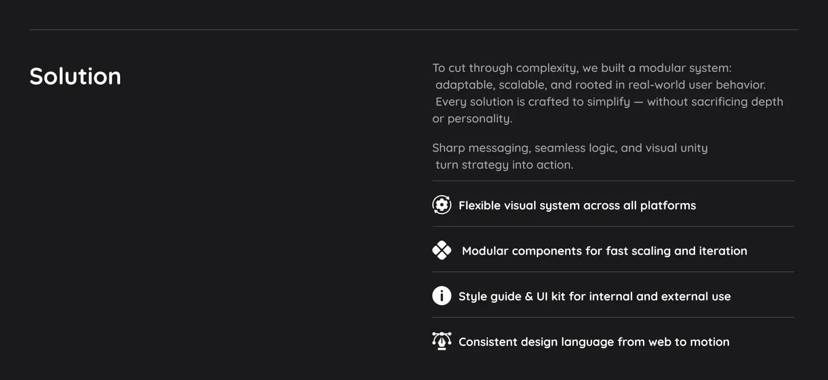 Solution: modular design system for consistent communication across all platforms