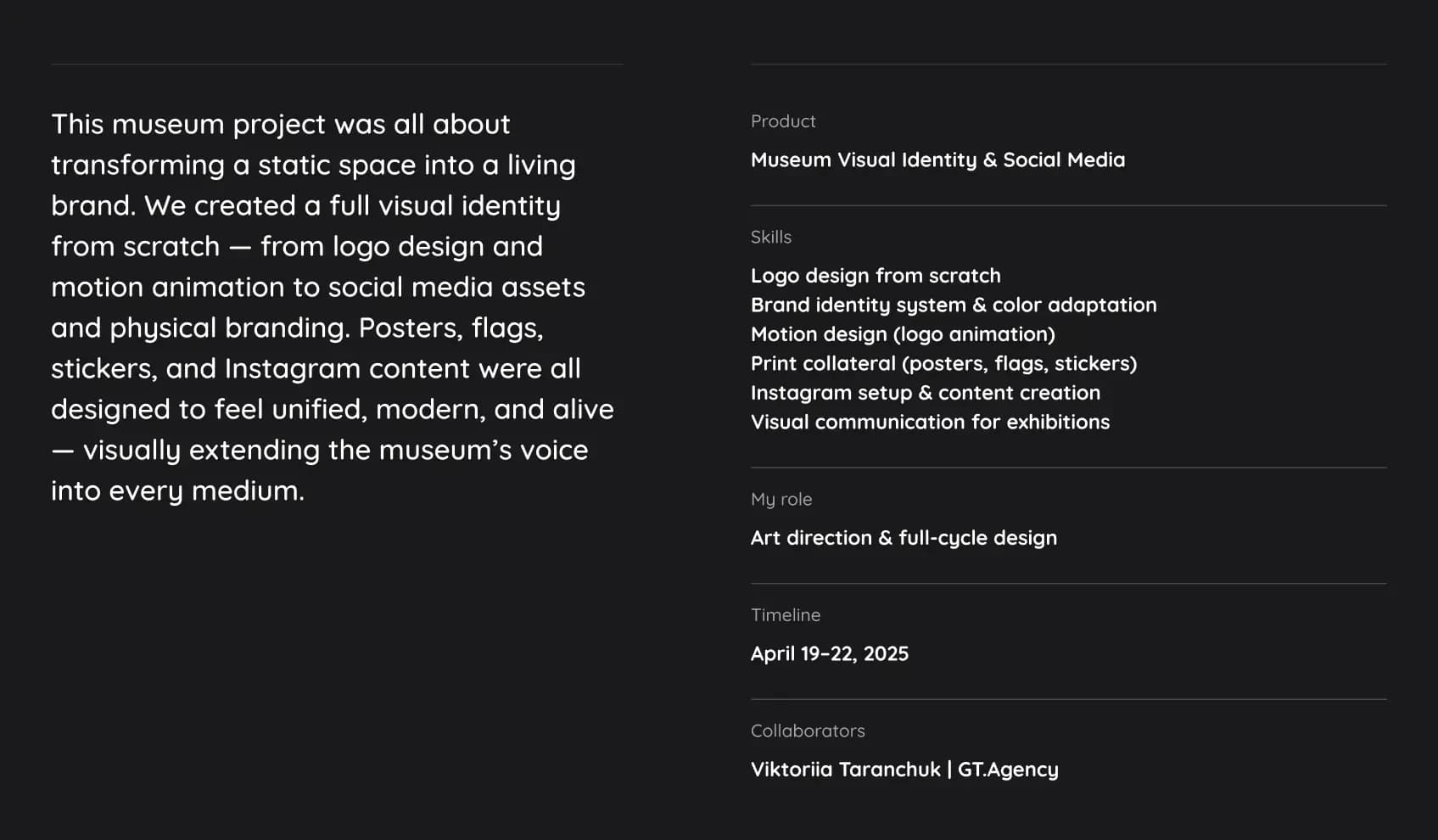 Project overview: complete visual identity for the National Museum across print, digital and social media