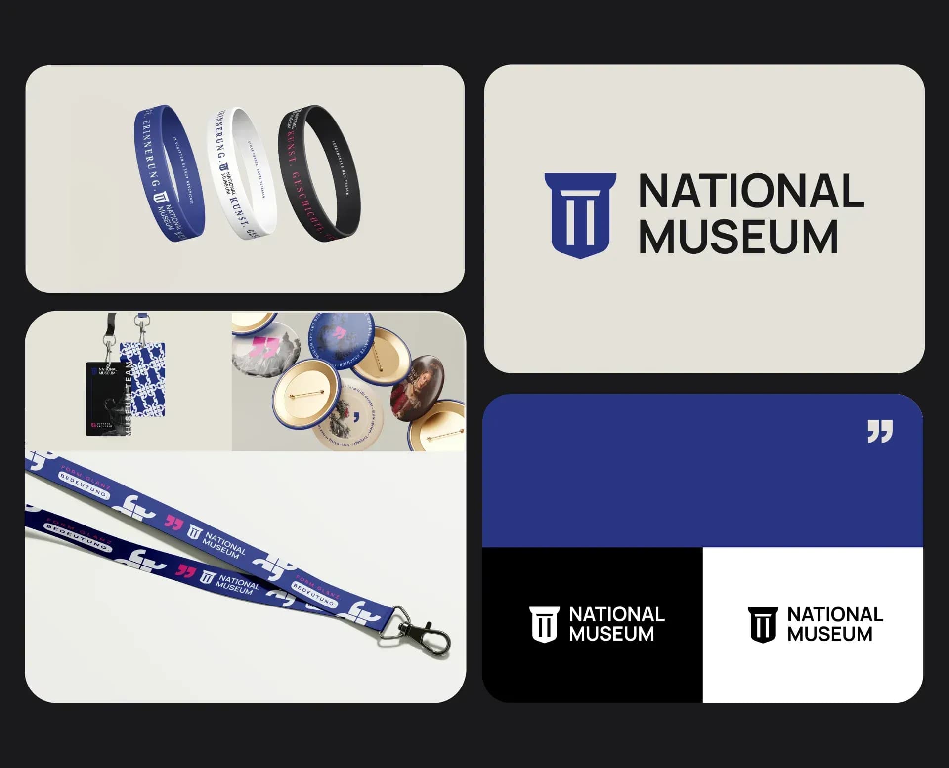 National Museum merchandise: wristbands, lanyard and logo applications