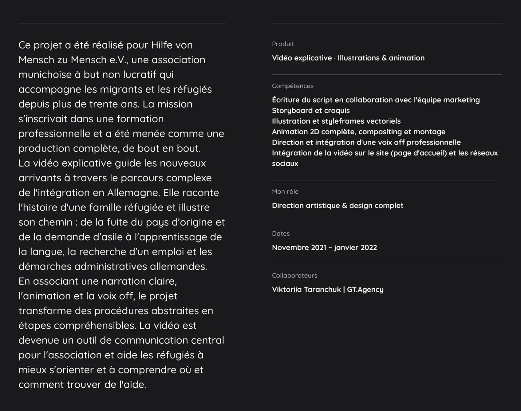 Vidéo explicative sur l’intégration – description du projet