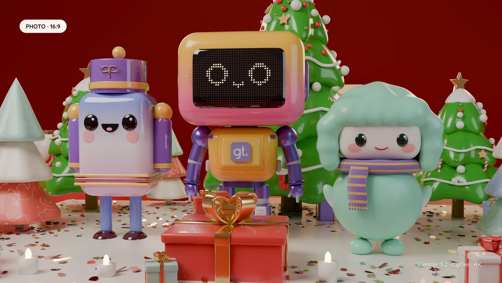 Photo du diorama en argile fait main, base de la scène de Noël en 3D