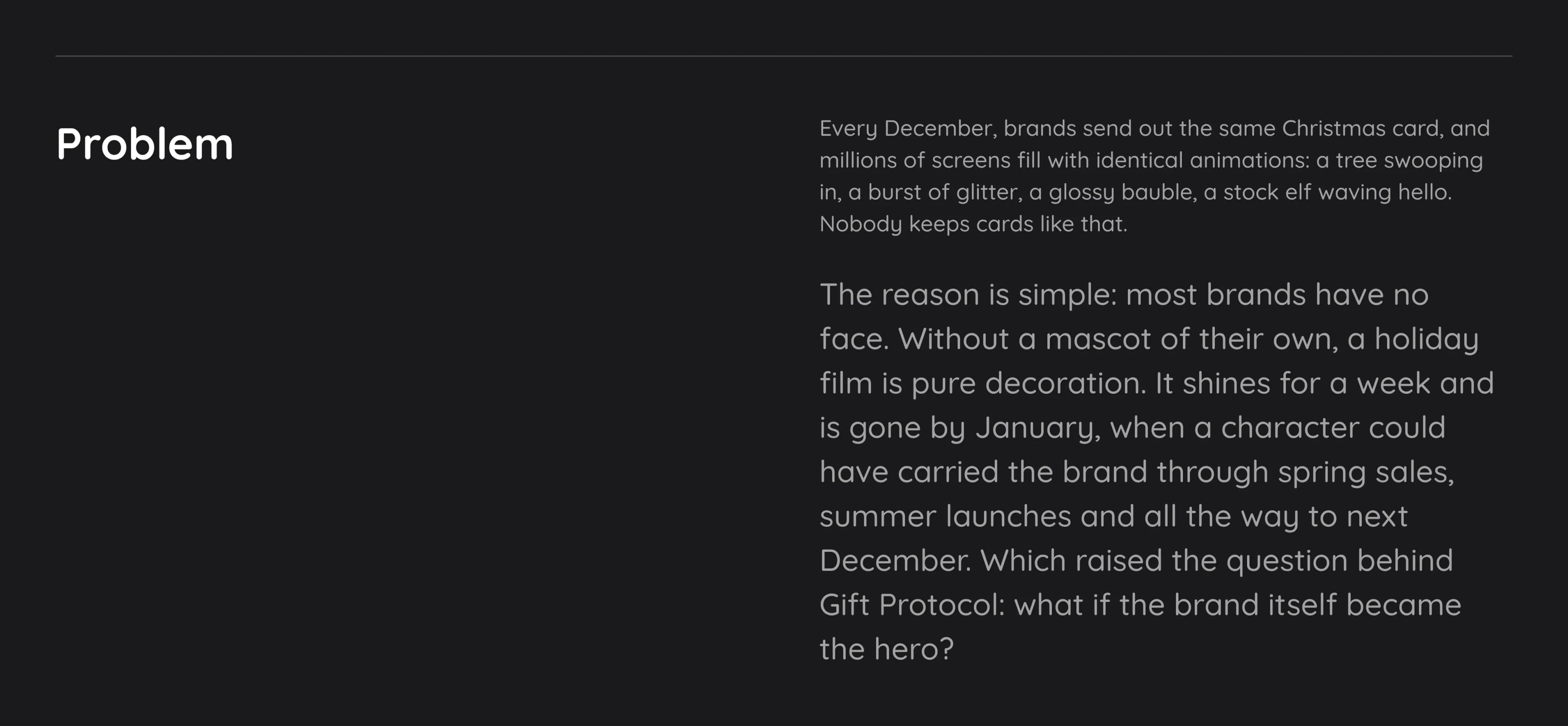 Problem: brief and challenge of the Gift Protocol project