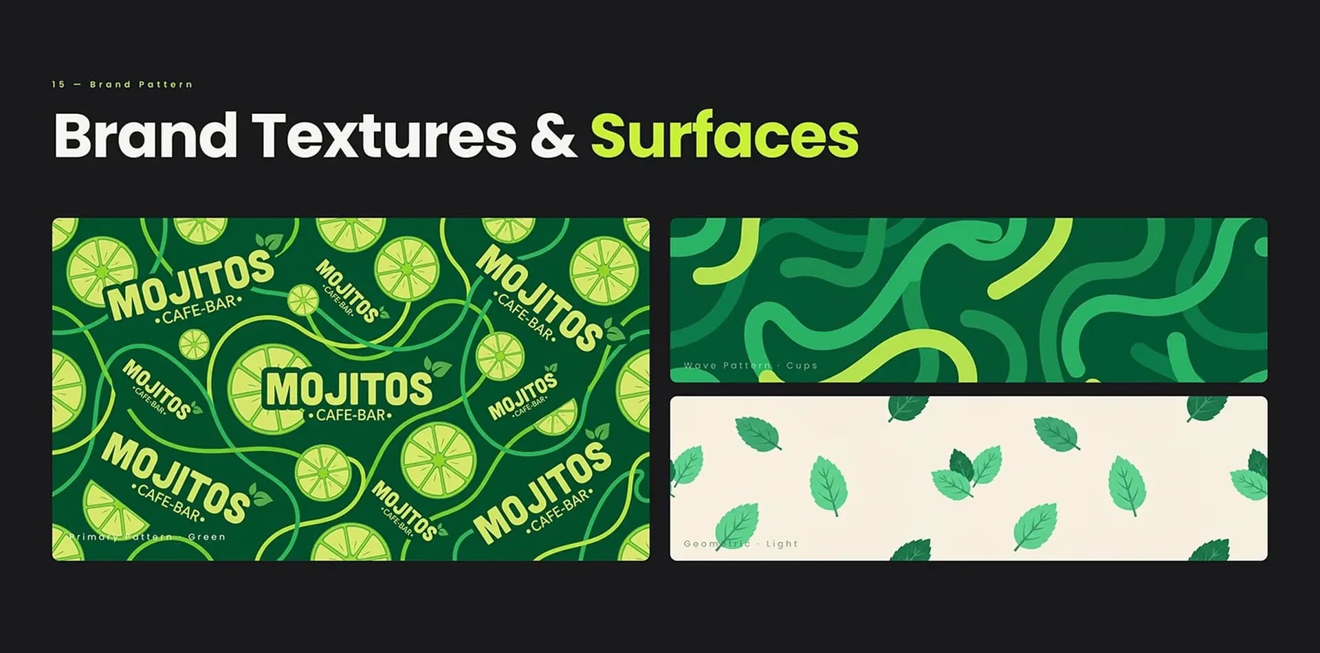 MOJITOS brand textures and surfaces – lime pattern variations