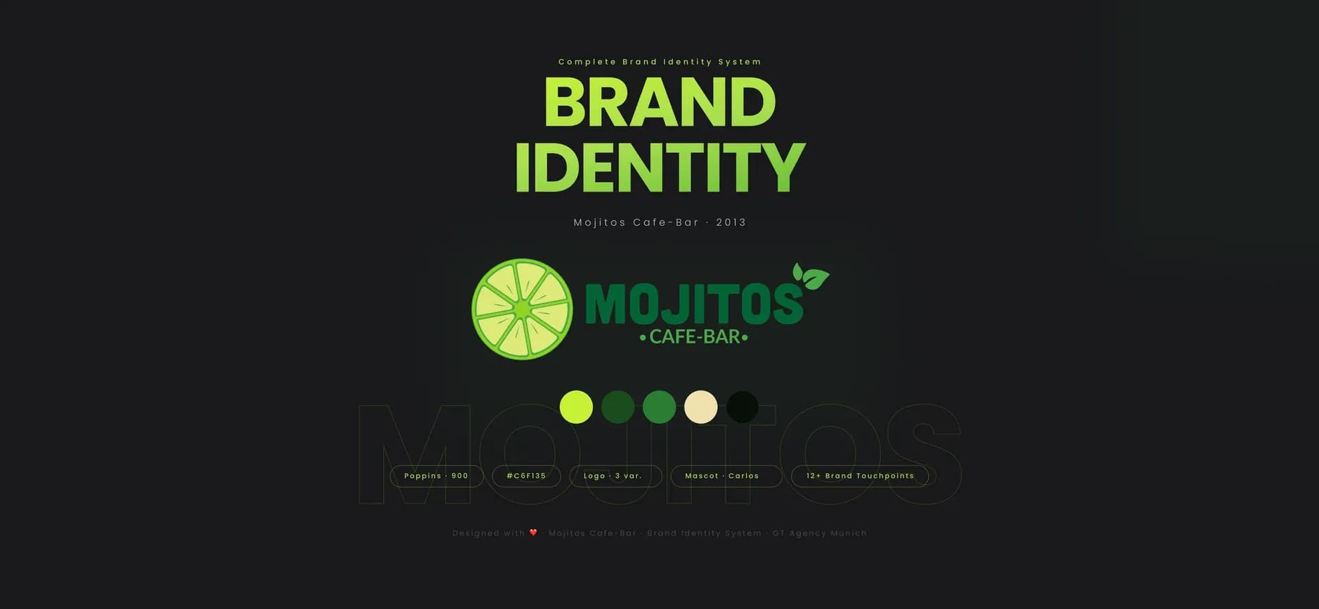 MOJITOS Café-Bar brand identity – closing slide with the logo