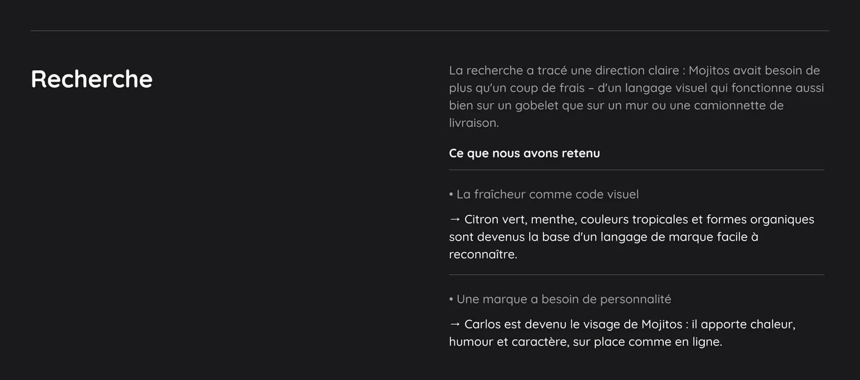 MOJITOS Café-Bar – recherche et enseignements clés