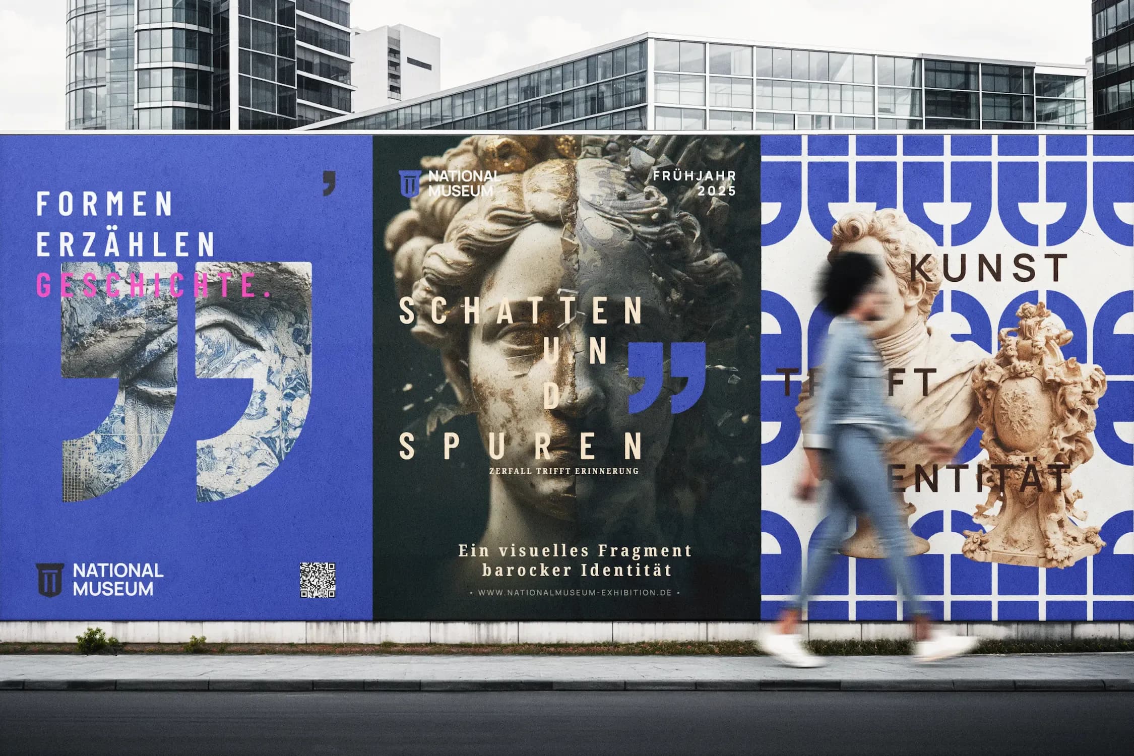 National Museum campaign posters on an urban billboard
