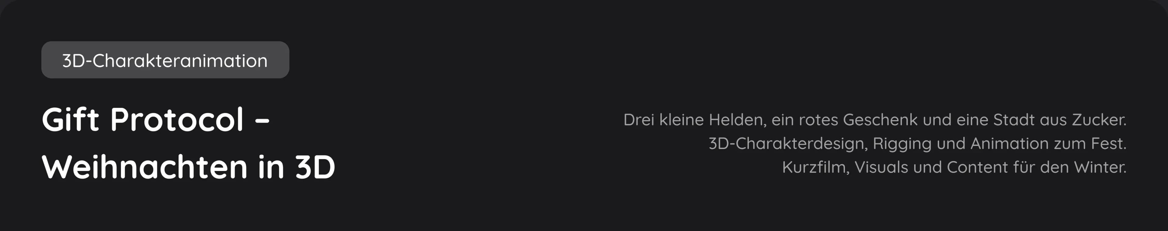 Gift Protocol – 3D-Charaktere und Weihnachtsgeschichte für eine Marke, Case-Header