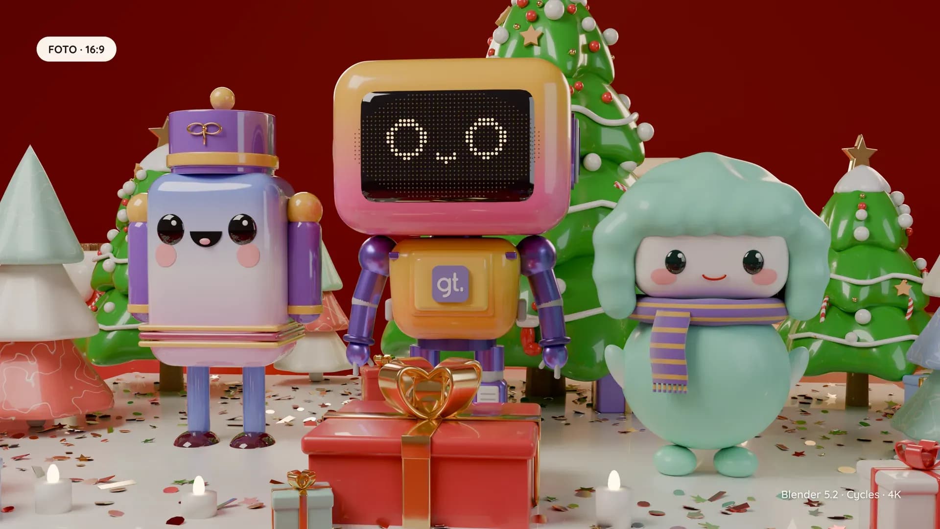 Foto des handgemachten Ton-Dioramas, Basis der 3D-Weihnachtsszene
