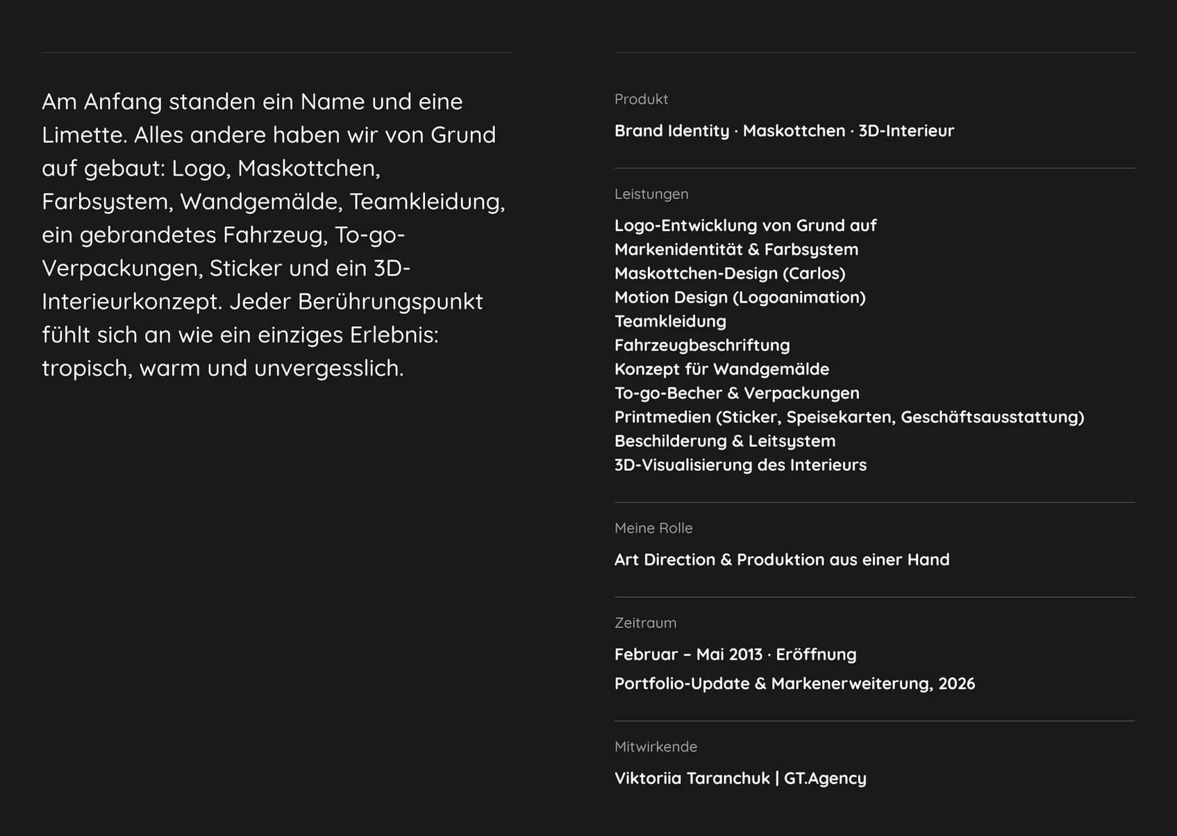 MOJITOS Café-Bar – Projektüberblick, Leistungen, Rolle und Zeitraum