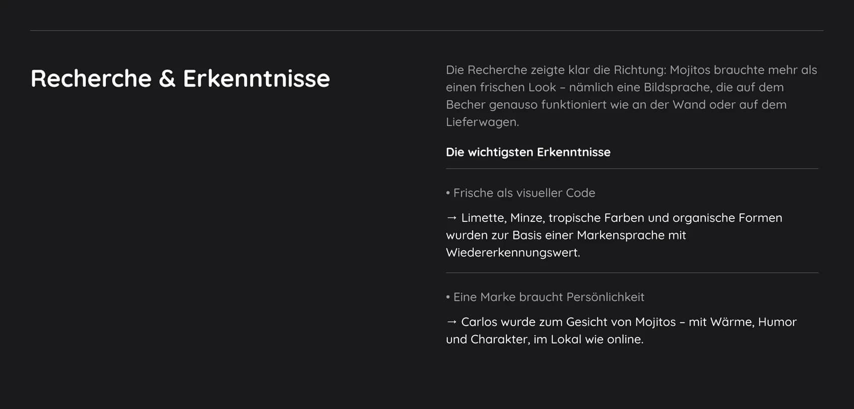 MOJITOS Café-Bar – Recherche und Erkenntnisse
